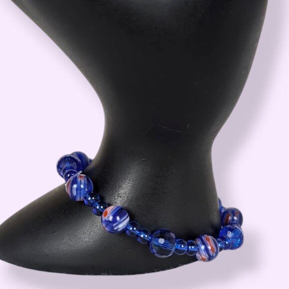 V. Millefiori Glass Beaded Stretch Bracelet - Picture 4 of 5